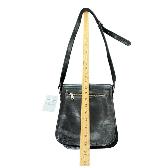 Pelletteria Fontana Italian Black Leather Crossbody Bag Adjustable-Strap NEW - Picture 10 of 11